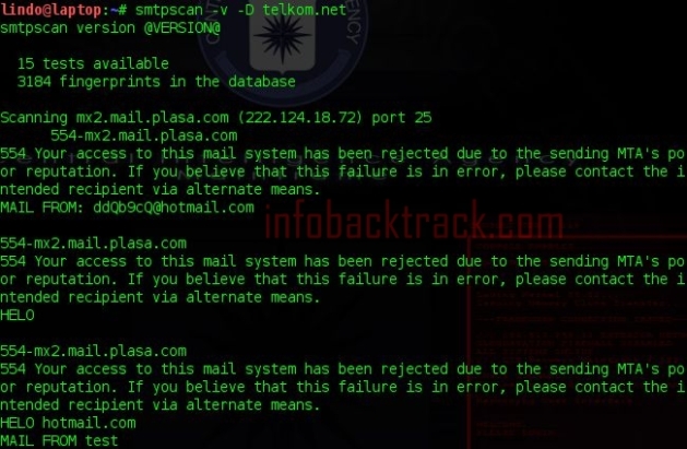 Information gethering SMTPscan in BackTrack 5